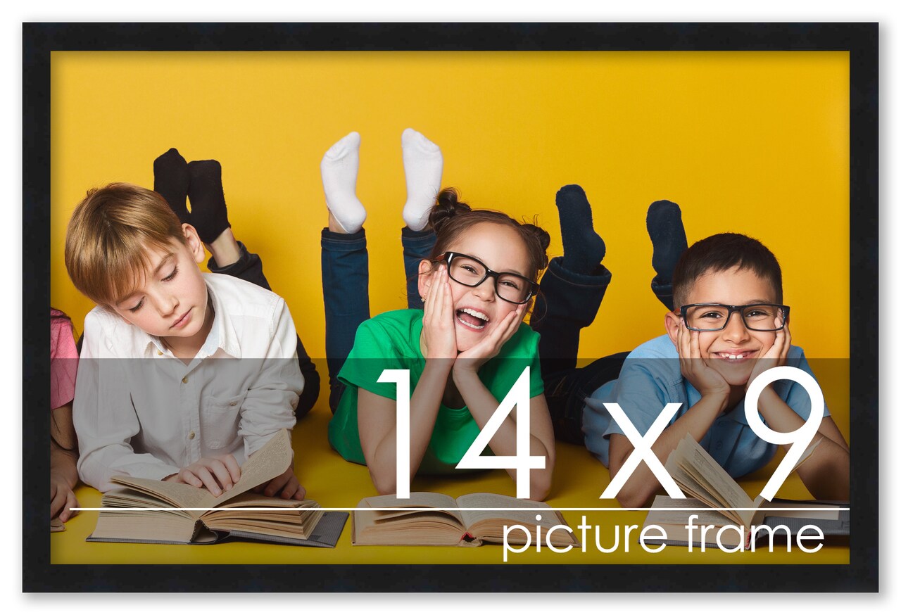 14x9 Solid Wood Picture Frame with UV-Resistant Acrylic & Acid-Free Backing, Available in 6 Finishes: Matte Black, Matte White, Metallic Bronze, Silver, Natural Wood Grain & Mahogany